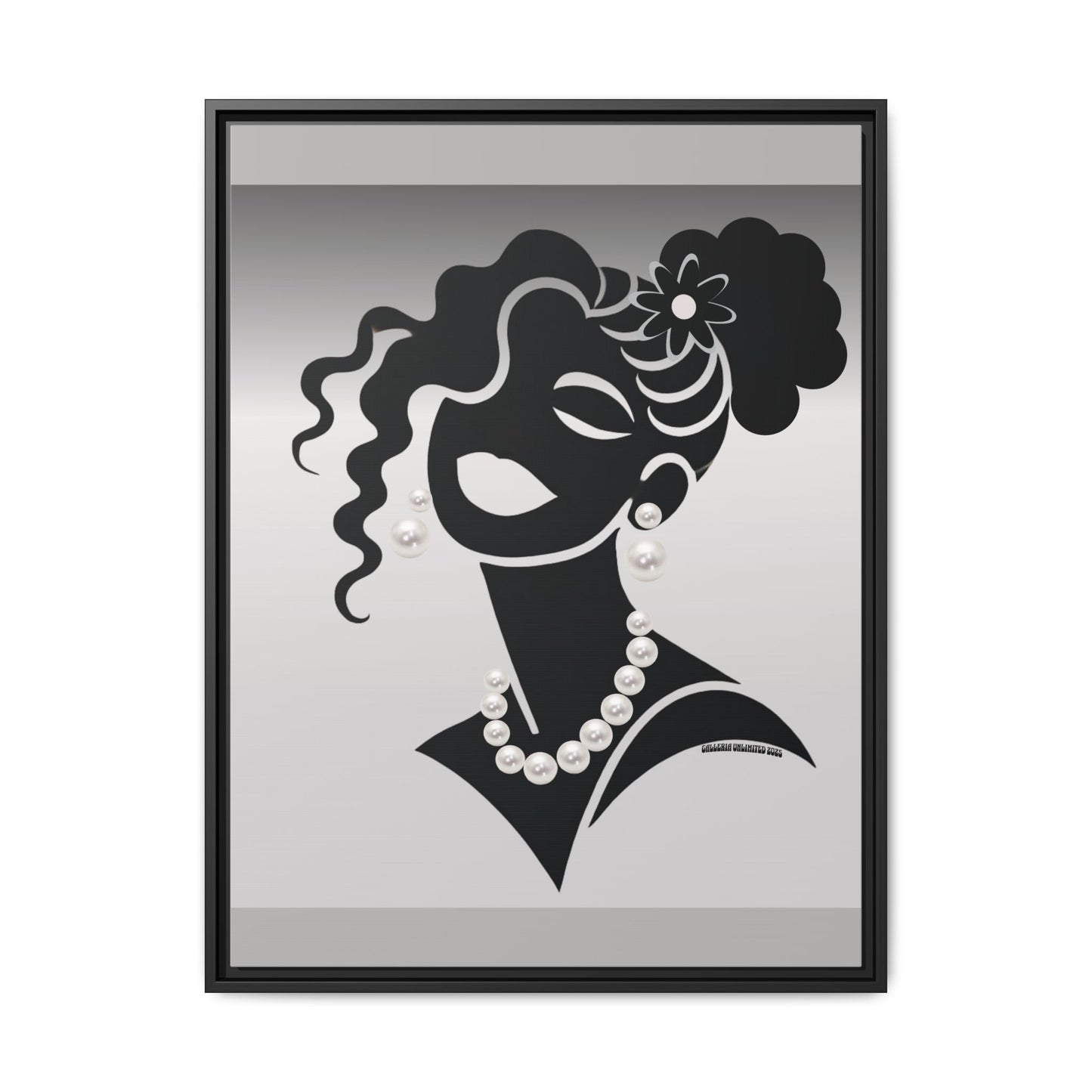 Pearls & Curls5 | Black and White - Framed Matte Canvas Art (black or white frame)