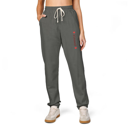 Harvest Haze 8 | 'Blessed' Vertical Red Script Joggers