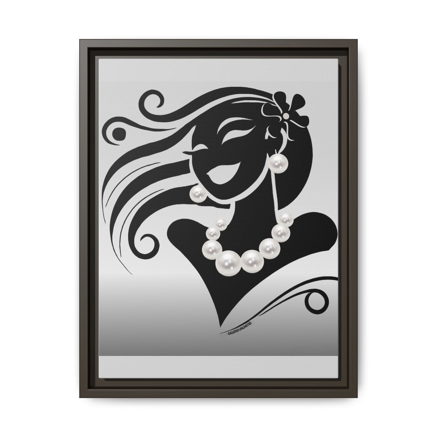 Pearls & Curls 6 | Black and White Framed Matte Canvas Wall Art (black or white frame)