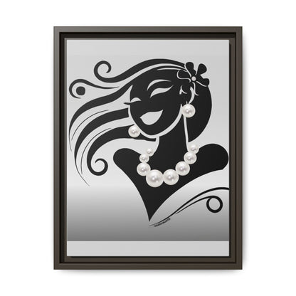 Pearls & Curls 6 | Black and White Framed Matte Canvas Wall Art (black or white frame)
