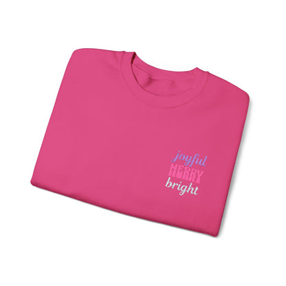The Joyful Edit2 | Merry & Bright Embroidered Sweatshirt, PINK Palette (multiple colors)