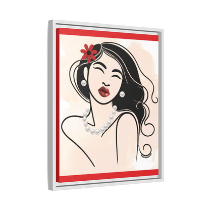 Pearls & Curls3 | Scarlet Kiss - Framed Matte Canvas Art (black or white frame)