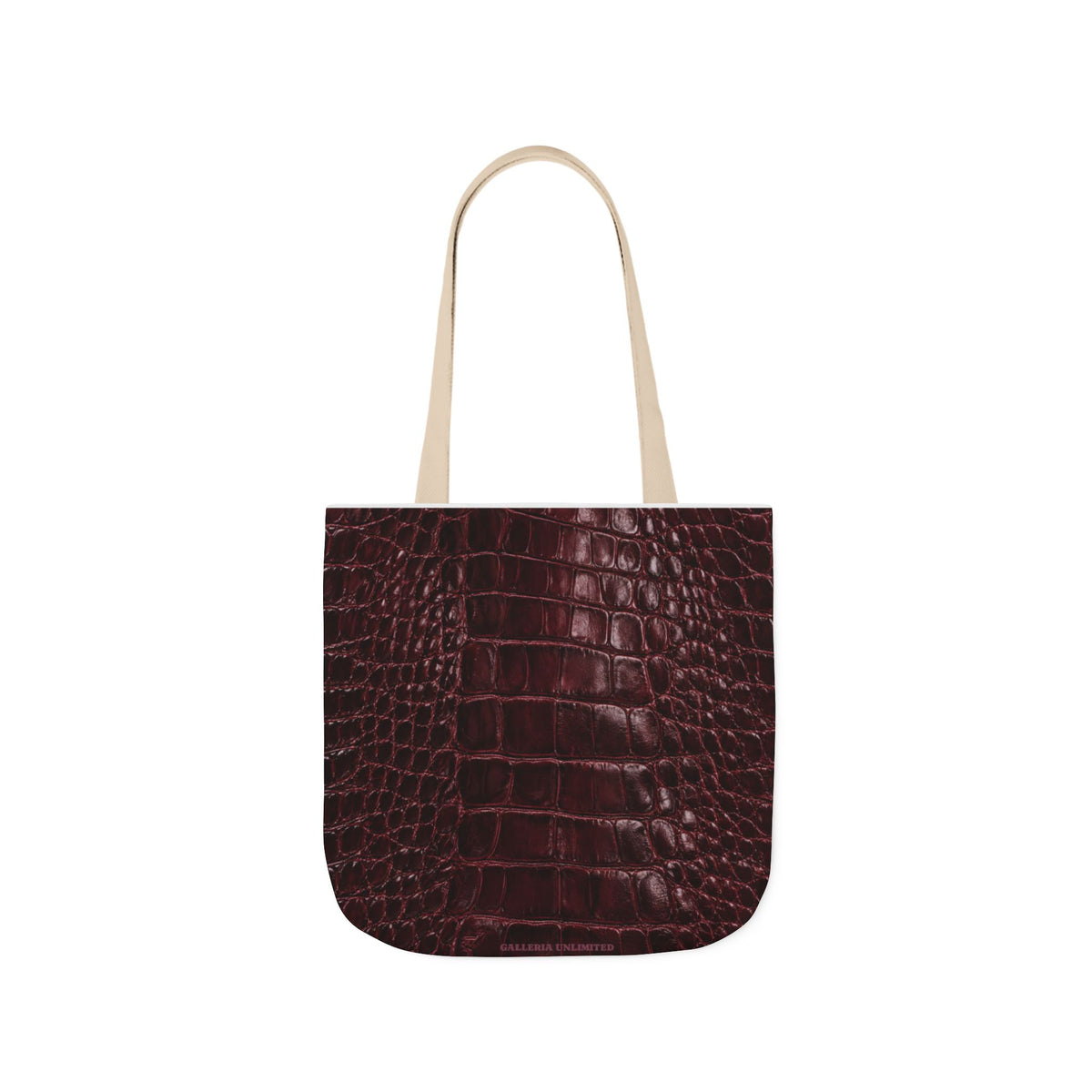 Alligator | Burgundy Print All-Over Pattern Tote Bag (non-textured printed fabric)