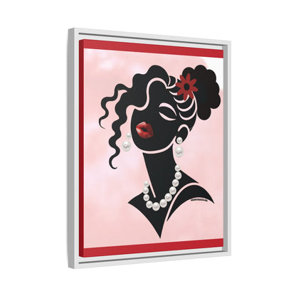 Pearls & Curls5 | Ruby Kiss - Framed Matte Canvas Art (black or white frame)
