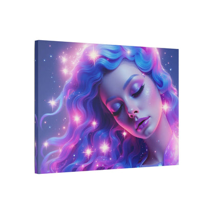 Winter Fantasy 2 | Dreamy Neon Muse Satin Stretched Canvas Print