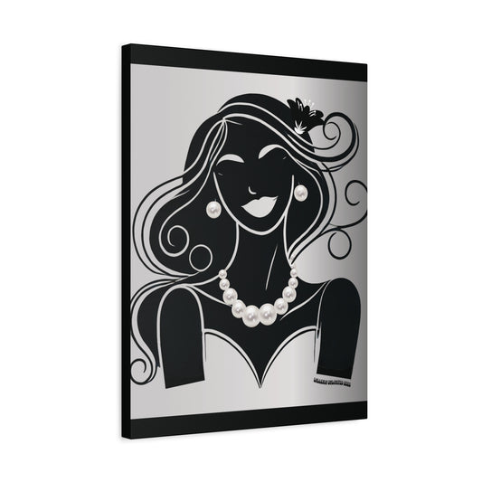 Pearls & Curls1 | Black and White Matte Canvas Print