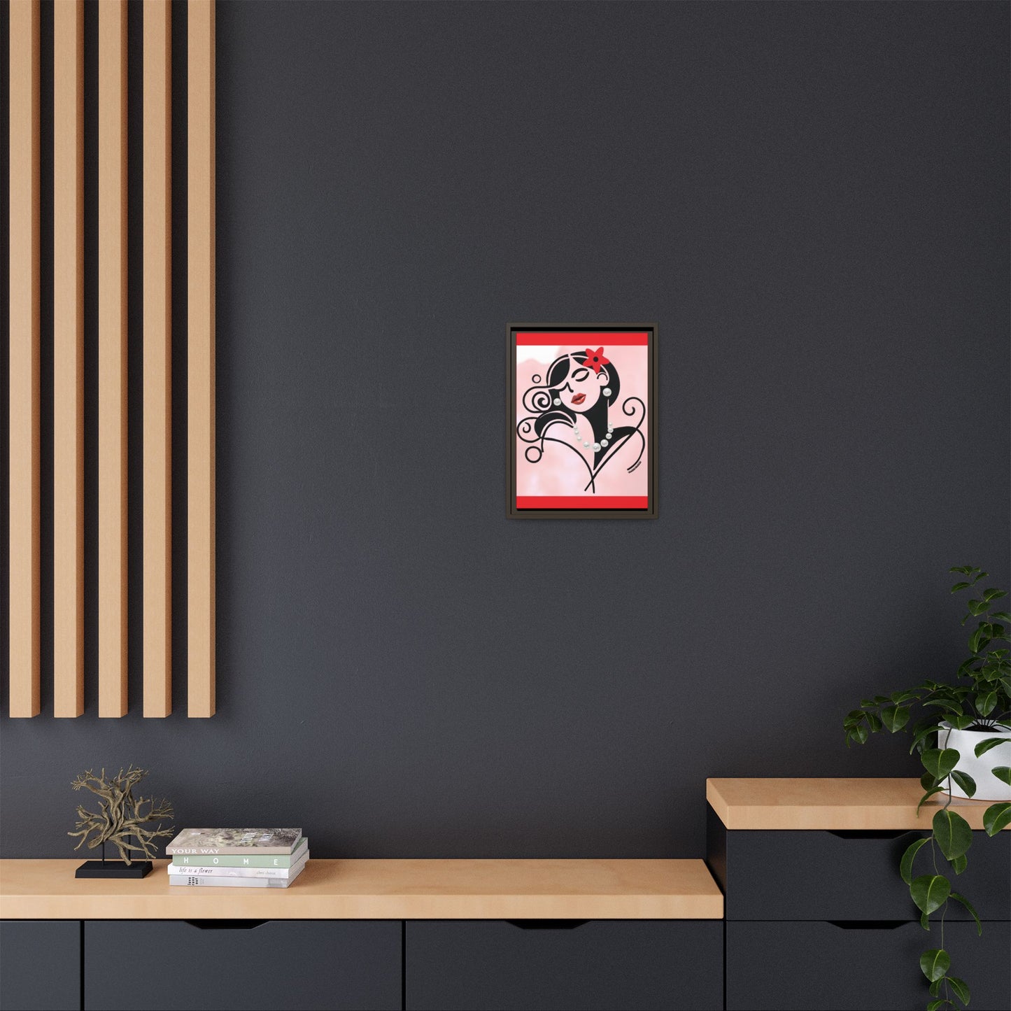 Pearls & Curls 4 | Cherry Kiss Framed Matte Canvas Wall Art (black or white frame)