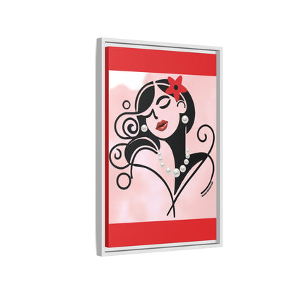 Pearls & Curls4 | Scarlet Kiss - Framed Matte Canvas Art (black or white frame)