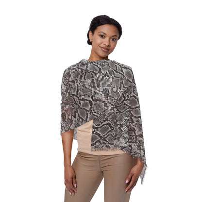 Snake | Grey Snakeskin Light Scarf — Sheer Lightweight Animal Pattern Fashion Scarf