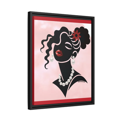 Pearls & Curls5 | Ruby Kiss - Framed Matte Canvas Art (black or white frame)