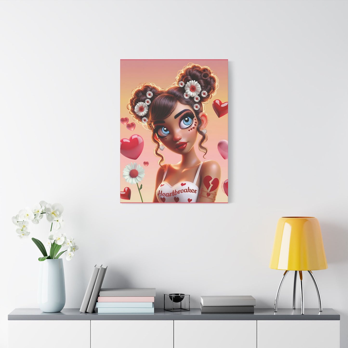 Heartbreaker 1 l Raspberry Satin Stretched Canvas Print