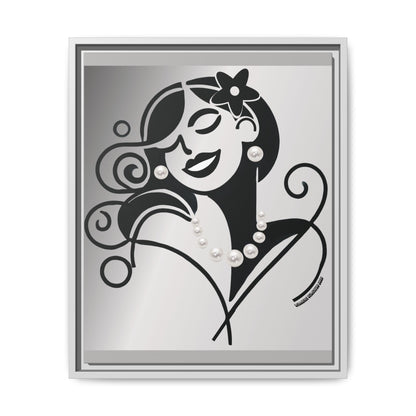 Pearls & Curls4 | Black and White - Framed Matte Canvas Art (black or white frame)