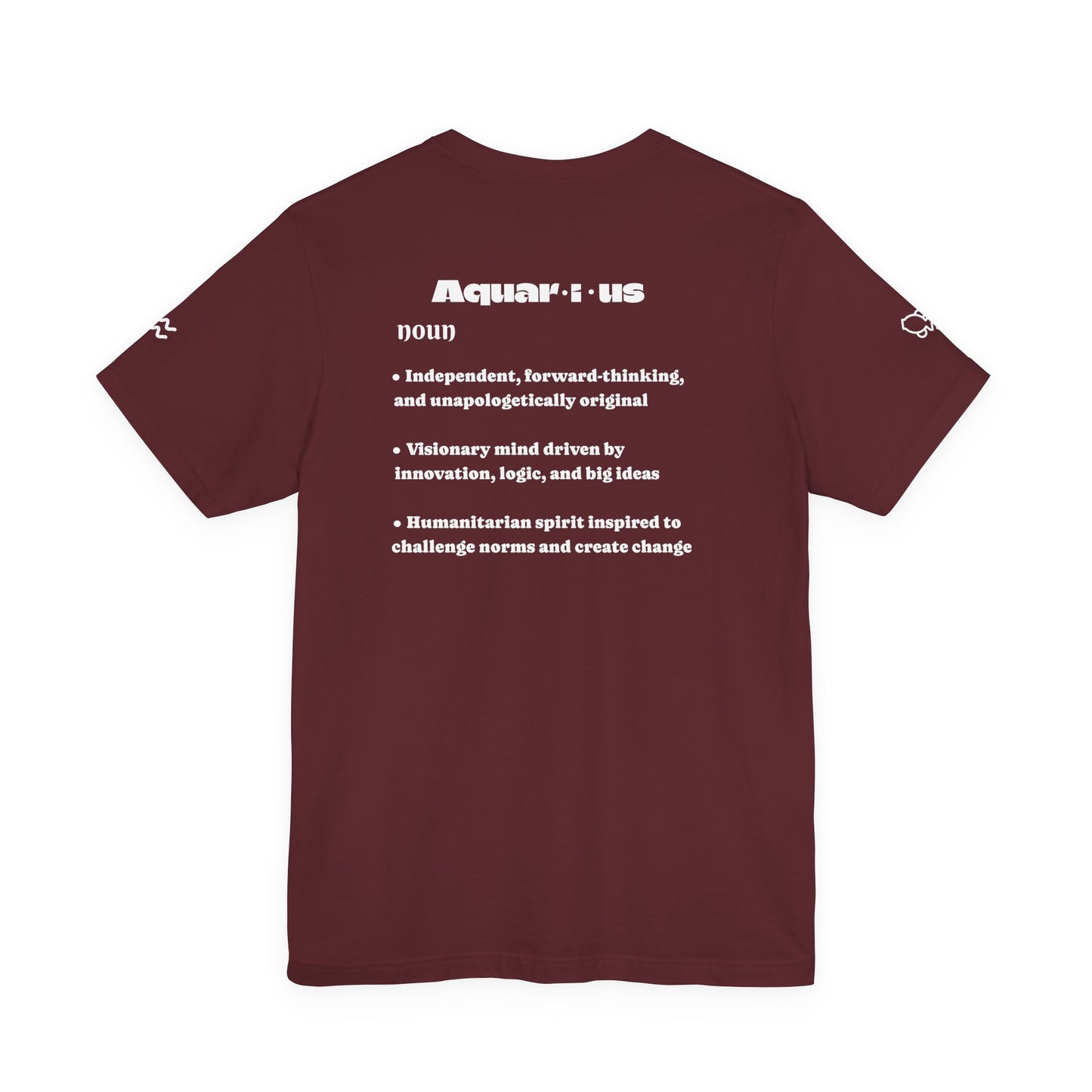 Aquarius| Word Art Graphic Tee2 (garnet)--"Aquarius" Definition on Back