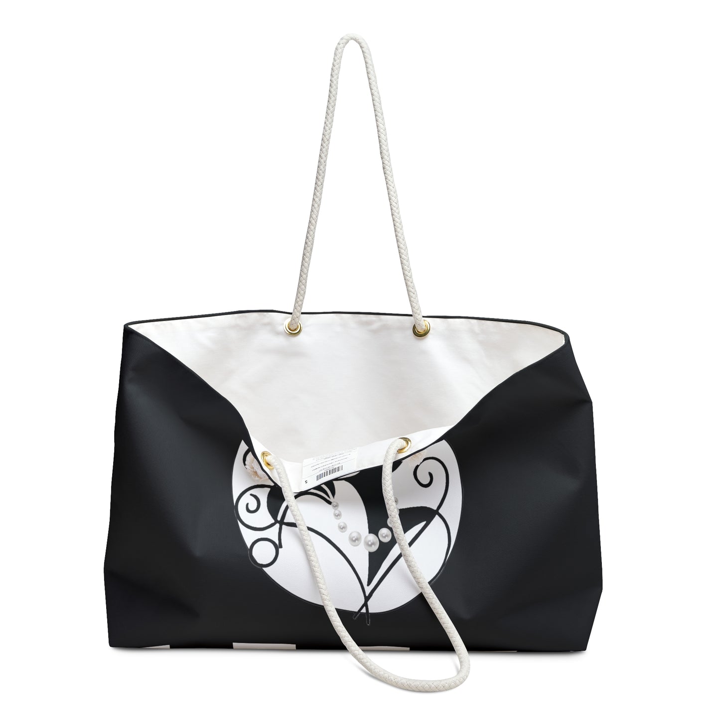 Pearls & Curls 4 | Black Double-Sided Weekender Bag