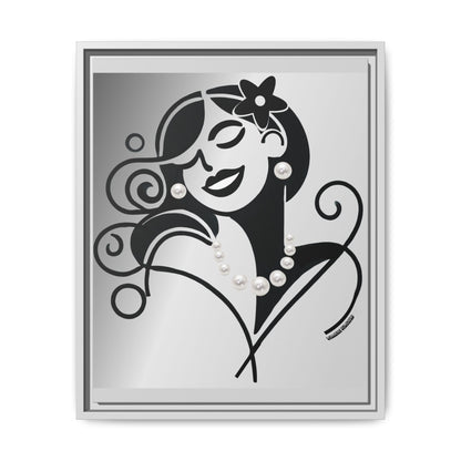 Pearls & Curls 4 | Black and White Framed Matte Canvas Wall Art (black or white frame)