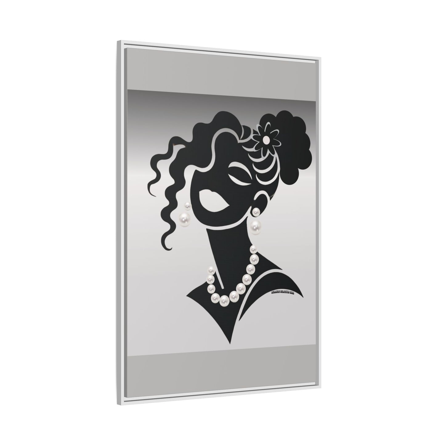 Pearls & Curls5 | Black and White - Framed Matte Canvas Art (black or white frame)
