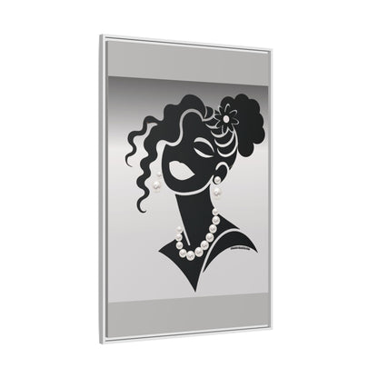 Pearls & Curls5 | Black and White - Framed Matte Canvas Art (black or white frame)