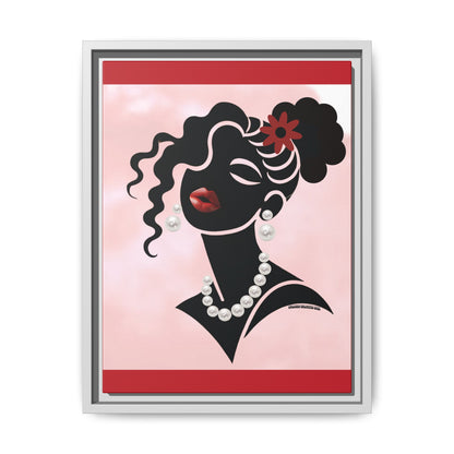 Pearls & Curls5 | Ruby Kiss - Framed Matte Canvas Art (black or white frame)