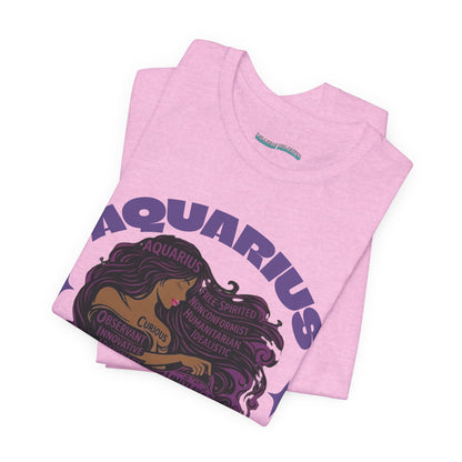 Aquarius | Word Art Graphic Tee (amethyst)-"Aquarius" Definition on Back
