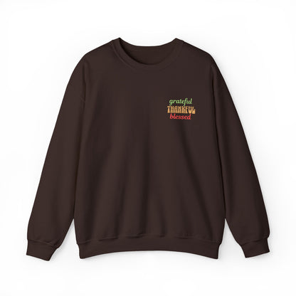 The Cozy Edit2 | Embroidered "Grateful - Thankful - Blessed" Crewneck Sweatshirt (multiple colors)