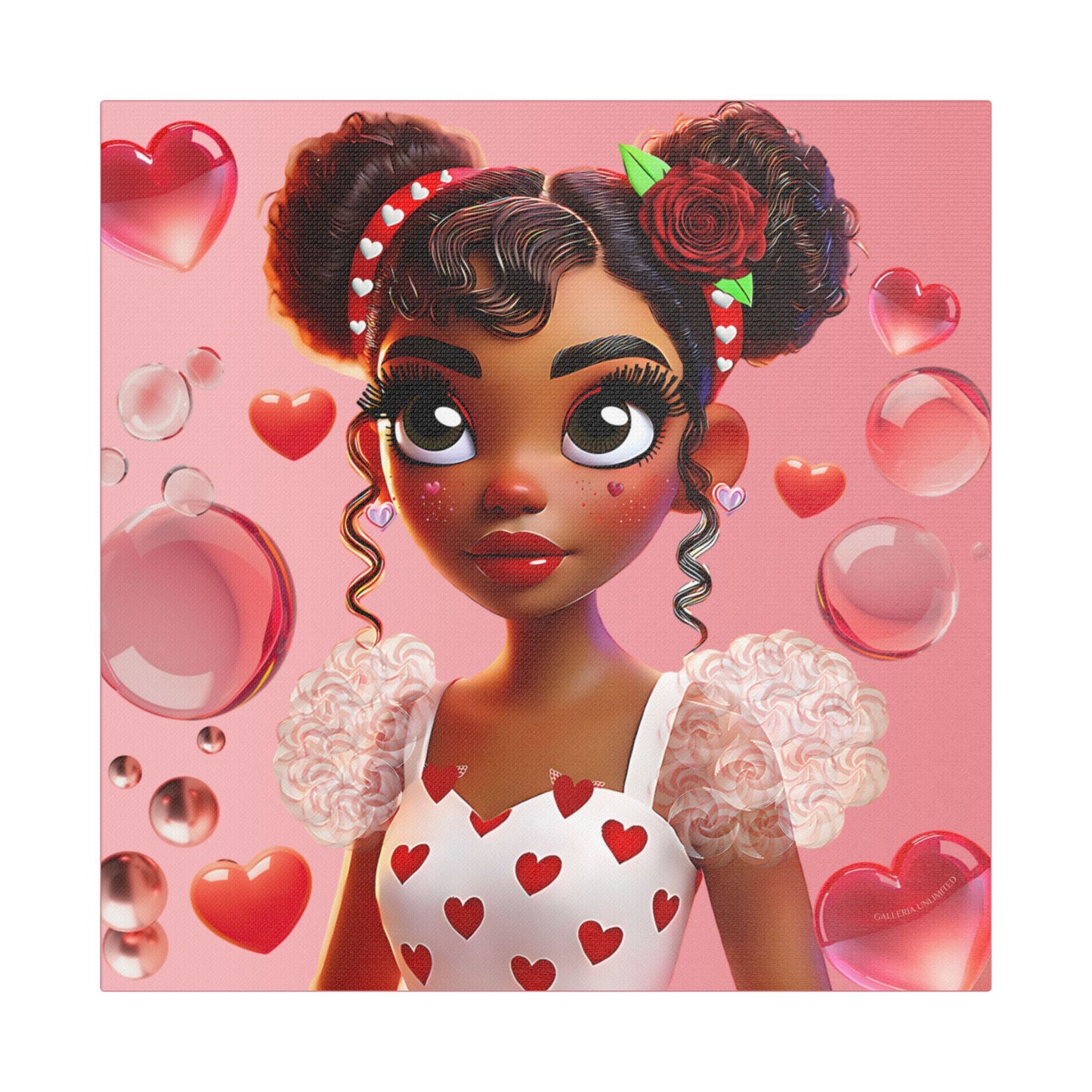 Heartbreaker Girl | Bubble Gum Satin Stretched Canvas Print