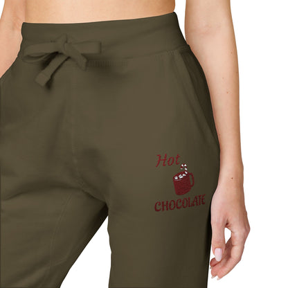 Harvest Haze | Maroon Embroidered 'Hot Chocolate' Sweatpants