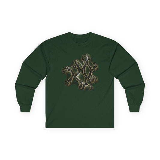 Snake | Olive Snakeskin Abstract Long Sleeve Tee