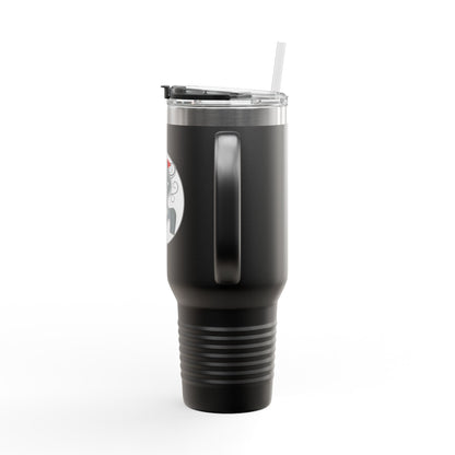 Pearls & Curls1 | Ruby Lips - Insulated Travel Mug, 40oz (black, white, or red)