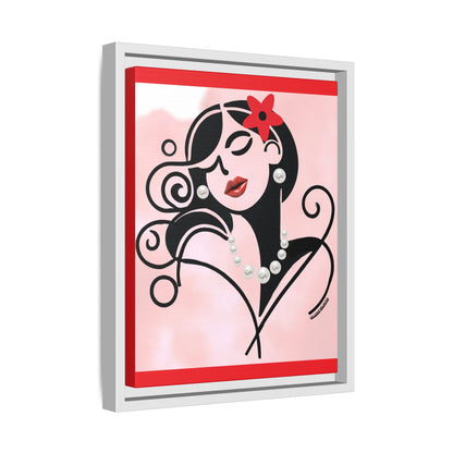 Pearls & Curls 4 | Cherry Kiss Framed Matte Canvas Wall Art (black or white frame)