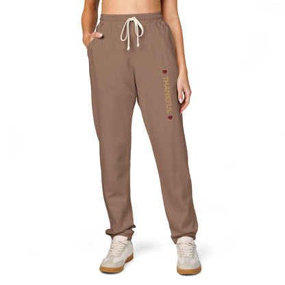 Harvest Haze 8 | 'THANKFUL' Vertical Gold Script Joggers