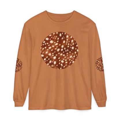 Deer | Fawn Spotted Circle Patch Long Sleeve Tee (Elbow Accents), multiple colors