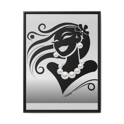 Pearls & Curls 6 | Black and White Framed Matte Canvas Wall Art (black or white frame)