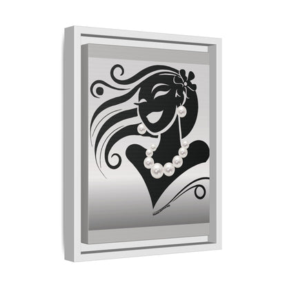 Pearls & Curls6 | Black and White - Framed Matte Canvas Art (black or white frame)