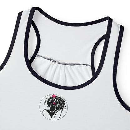 Pearls & Curls2 | White - Pink Pout Ringer Tank (black or white trim)