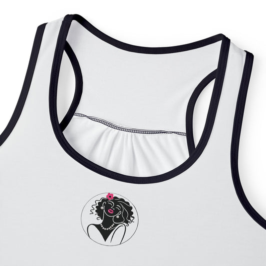Pearls & Curls2 | White - Pink Pout Ringer Tank (black or white trim)