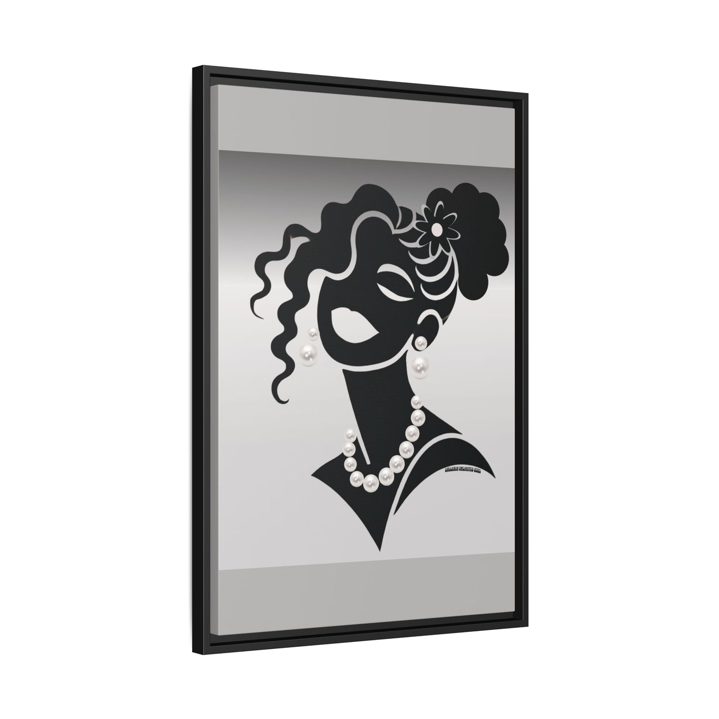 Pearls & Curls5 | Black and White - Framed Matte Canvas Art (black or white frame)