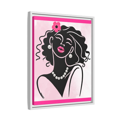 Pearls & Curls 2 | Pink Kiss Framed Matte Canvas Wall Art (black or white frame)