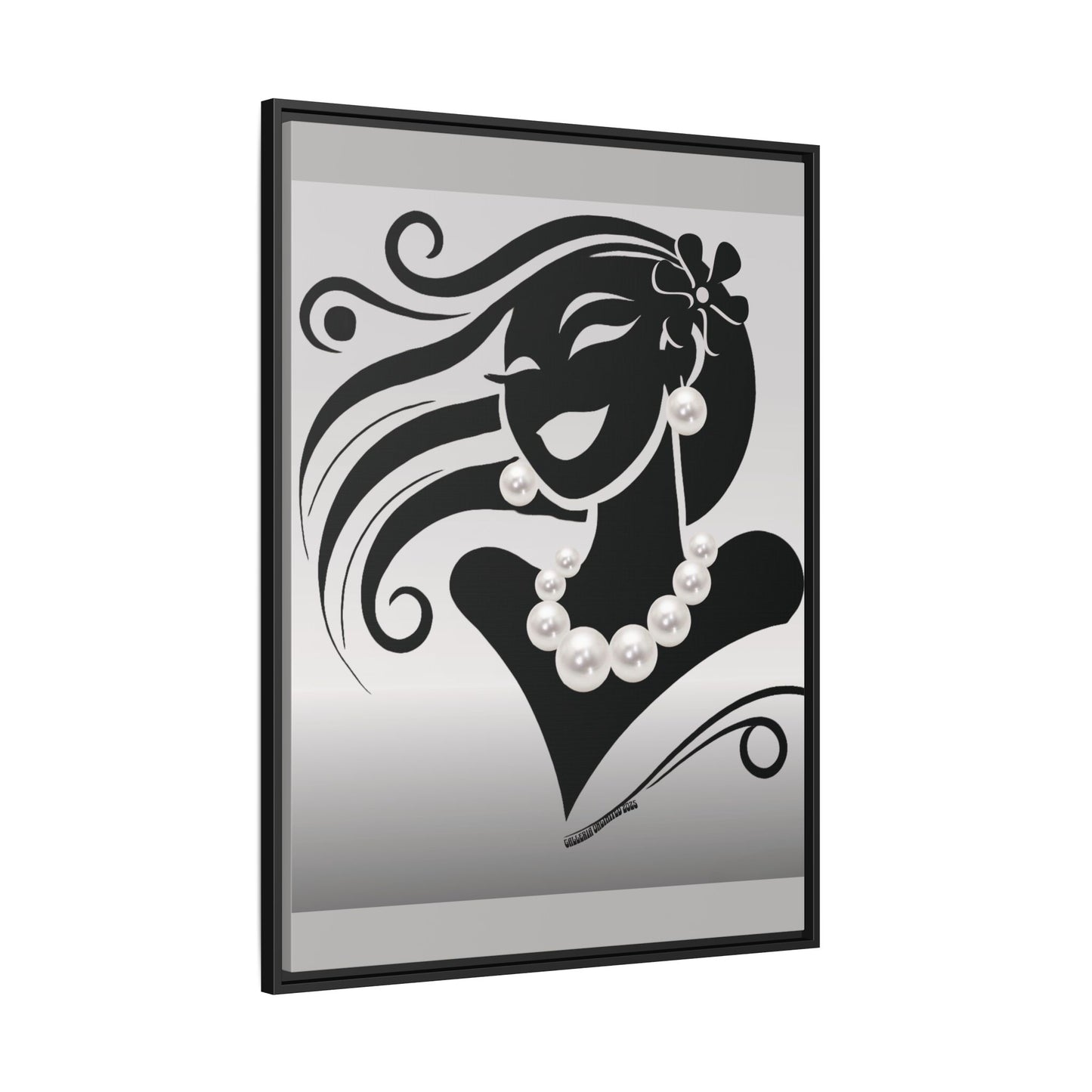 Pearls & Curls6 | Black and White - Framed Matte Canvas Art (black or white frame)