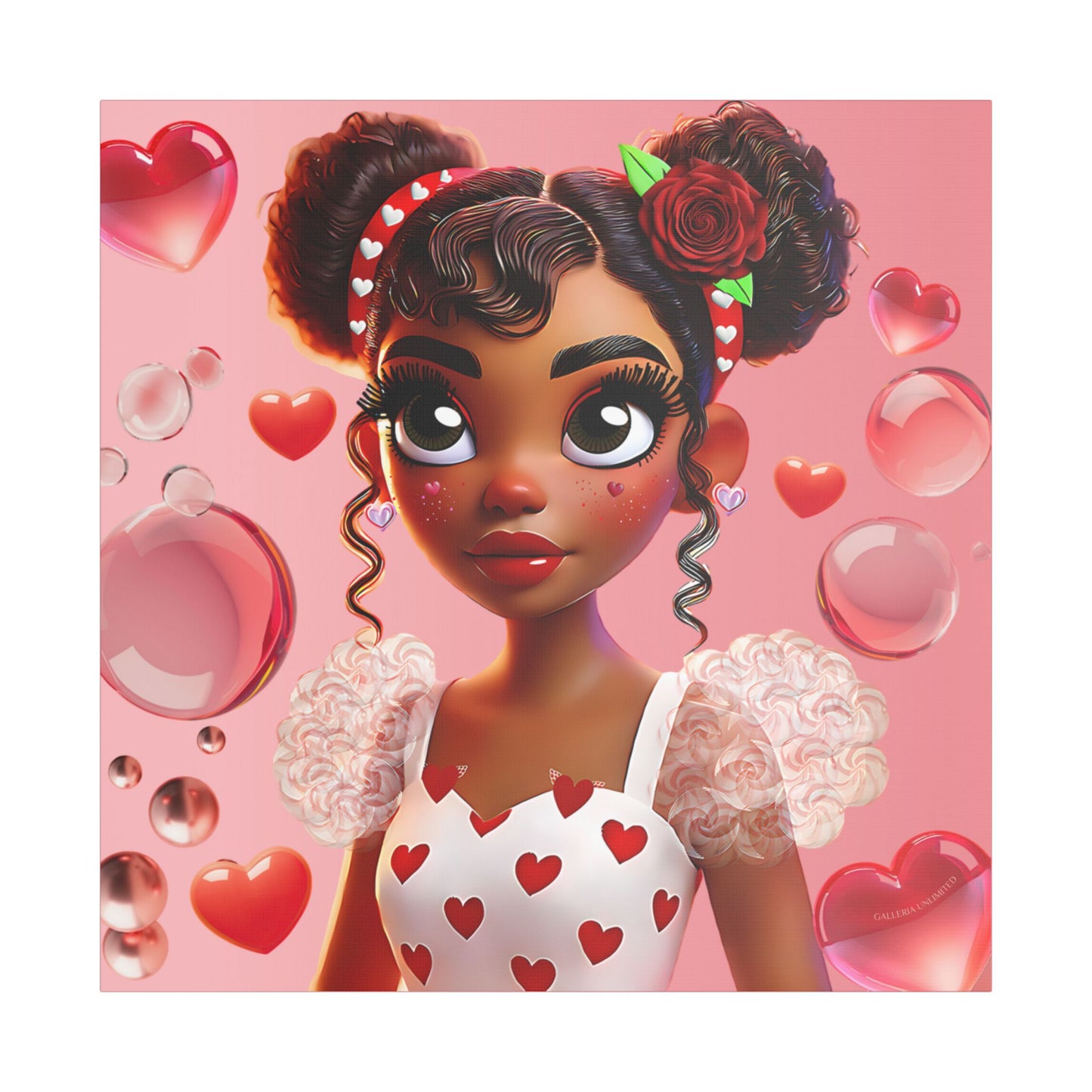 Heartbreaker Girl | Bubble Gum Satin Stretched Canvas Print