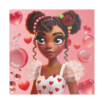 Heartbreaker Girl | Bubble Gum Satin Stretched Canvas Print