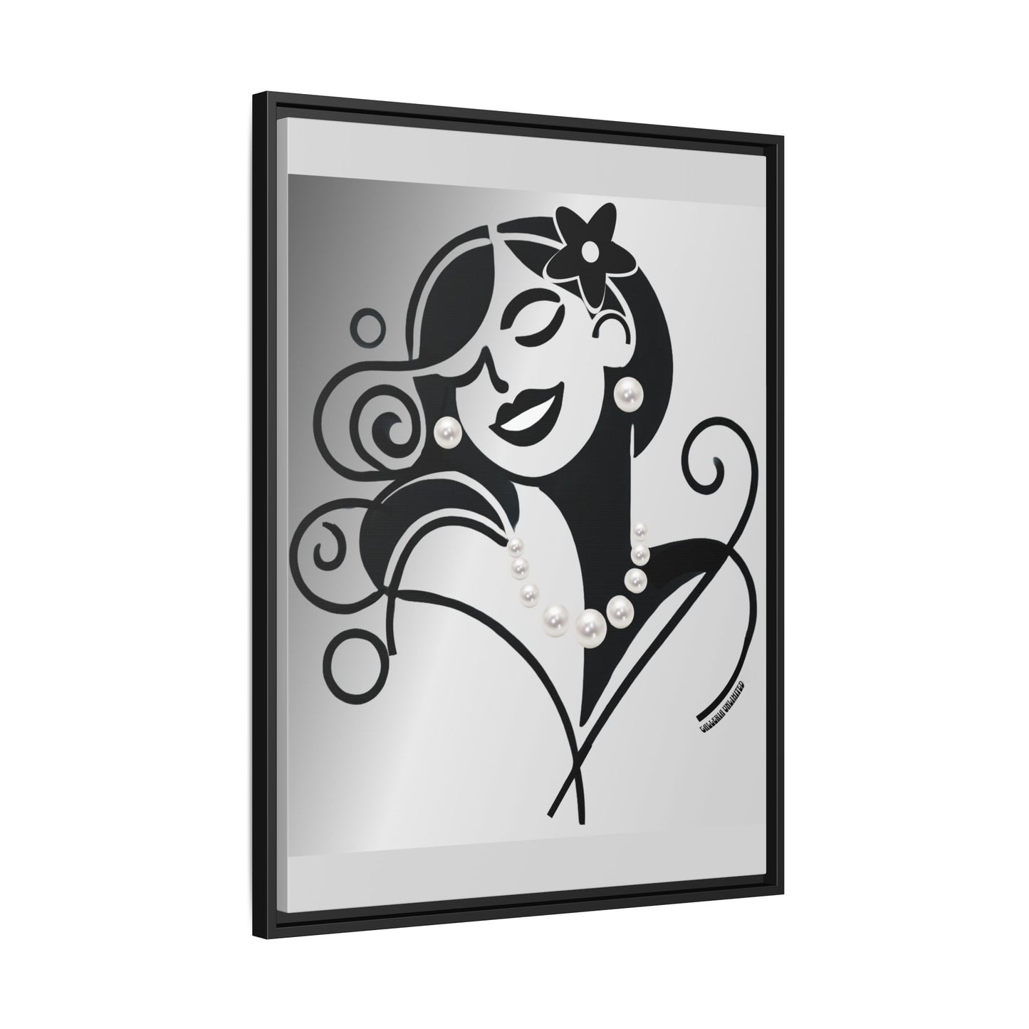 Pearls & Curls 4 | Black and White Framed Matte Canvas Wall Art (black or white frame)