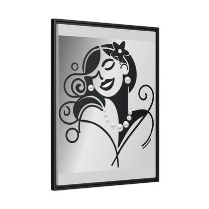 Pearls & Curls 4 | Black and White Framed Matte Canvas Wall Art (black or white frame)