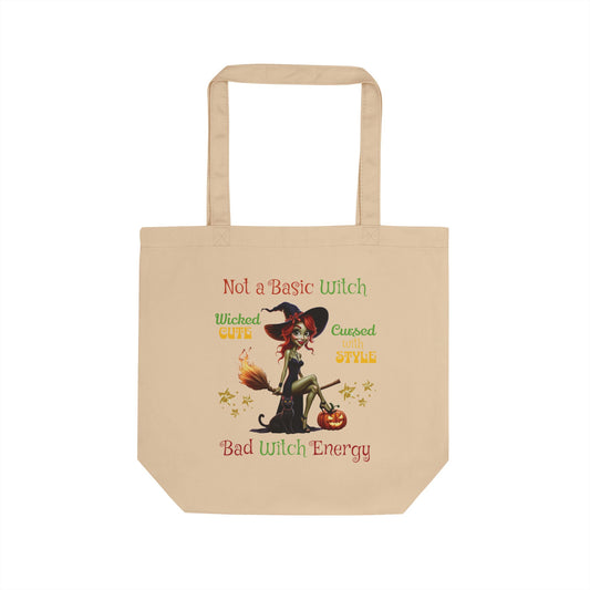 The Spooky Edit4 - Not a Basic Witch Eco Tote Bag, double-sided (black or beige)
