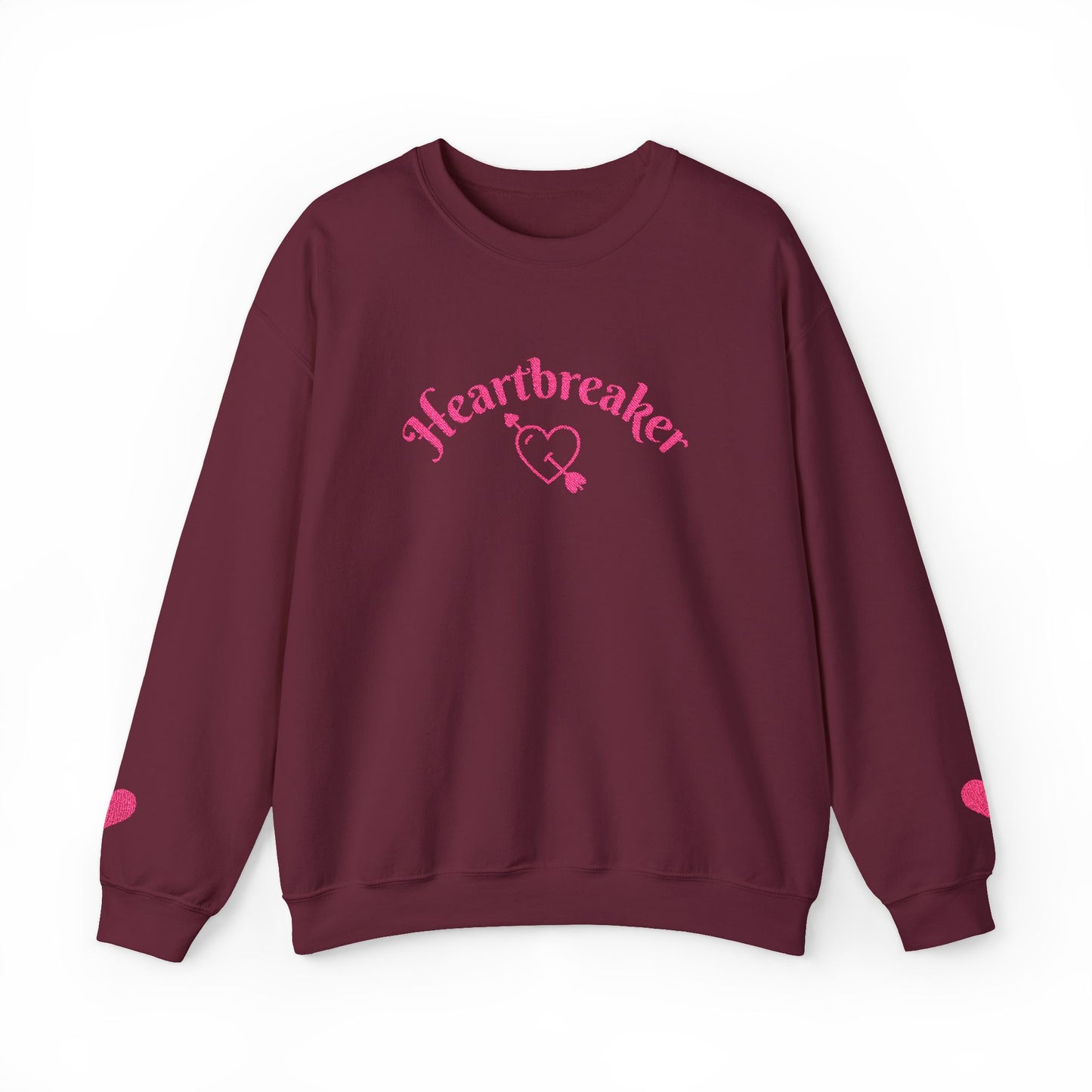 Heartbreaker 0 | Pink Embroidered Heartbreaker Crewneck Sweatshirt