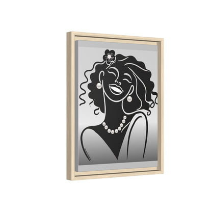 Pearls & Curls 2 | Black and White Framed Matte Canvas Wall Art (black or white frame)