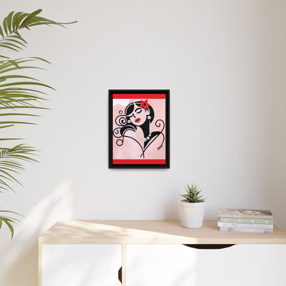 Pearls & Curls 4 | Cherry Kiss Framed Matte Canvas Wall Art (black or white frame)