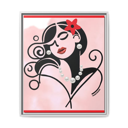 Pearls & Curls 4 | Cherry Kiss Framed Matte Canvas Wall Art (black or white frame)