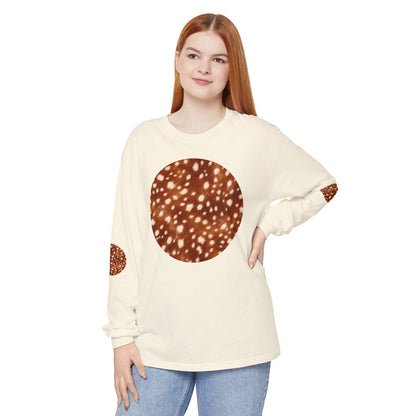 Deer | Fawn Spotted Circle Patch Long Sleeve Tee (Elbow Accents), multiple colors
