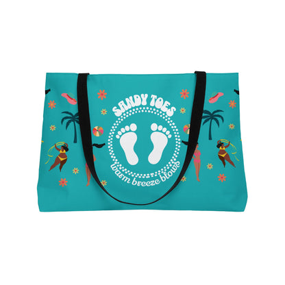 Sandy Toes | Seafoam Two-Sided Weekender Tote Bag (black girl)