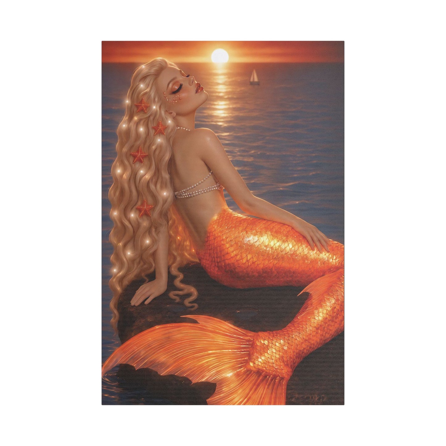 Gilded Sirens | Amber Horizon, Satin Stretched Canvas Print
